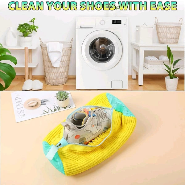 Reusable Shoe Washing Machine Bag with Microfiber Chenille & Zipper – 1 Pc