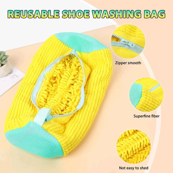 Reusable Shoe Washing Machine Bag with Microfiber Chenille & Zipper – 1 Pc